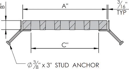 Product Drawing  of a Standard Trench Grate